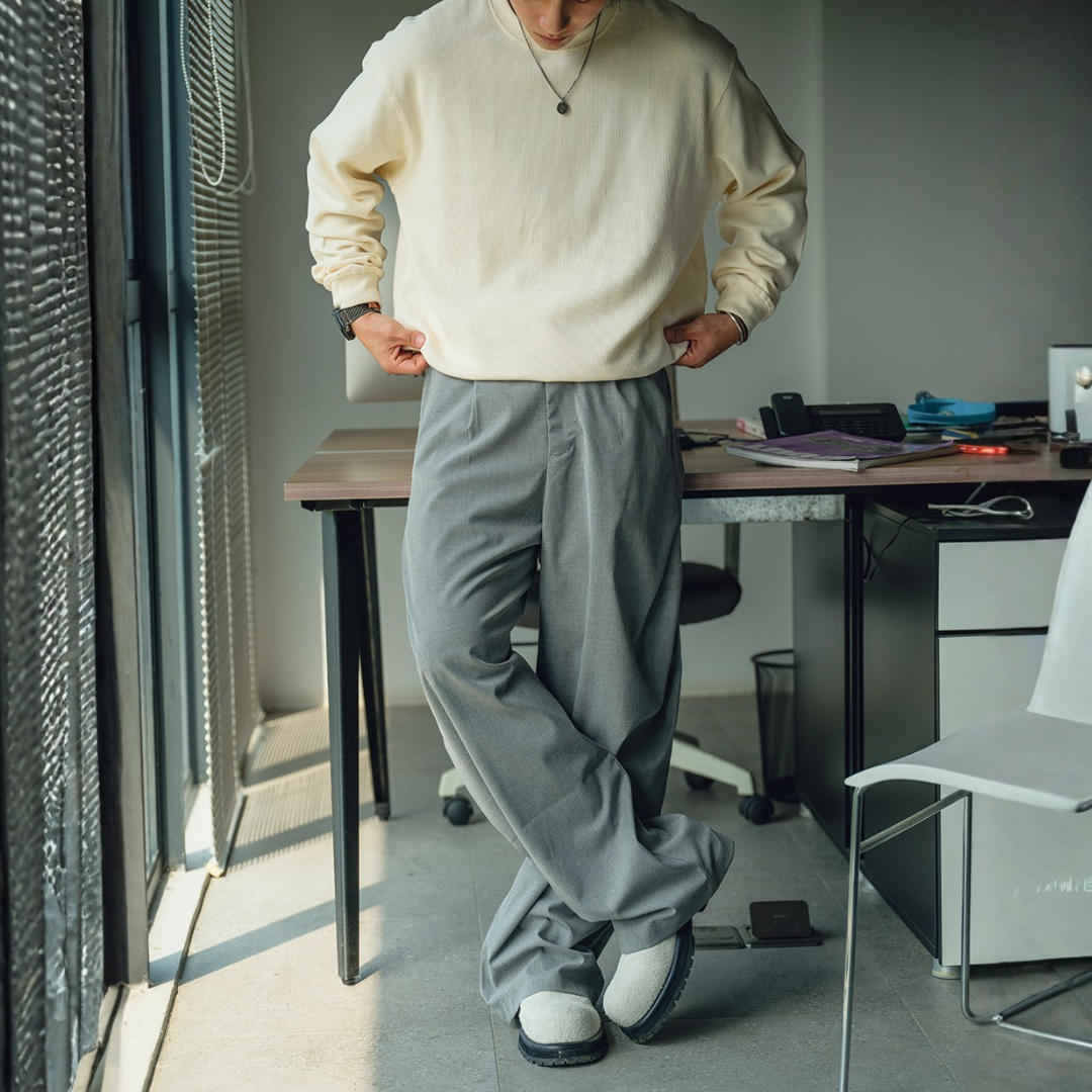 輕薄涼感科技彎刀褲版型西裝褲