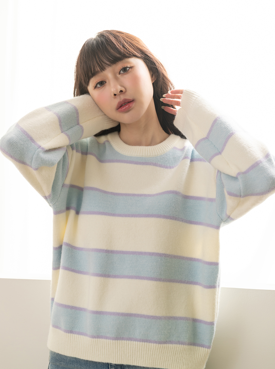 【期間限定】條紋毛織上衣