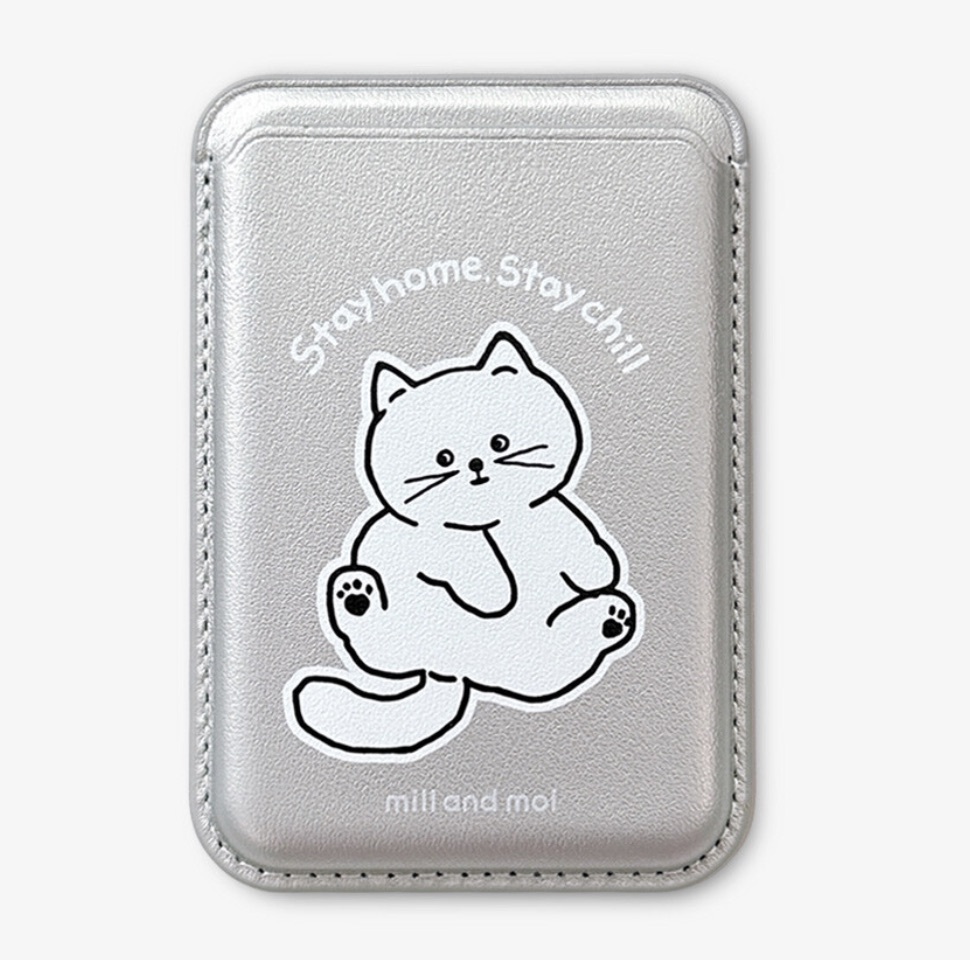 銀色貓咪磁吸卡夾