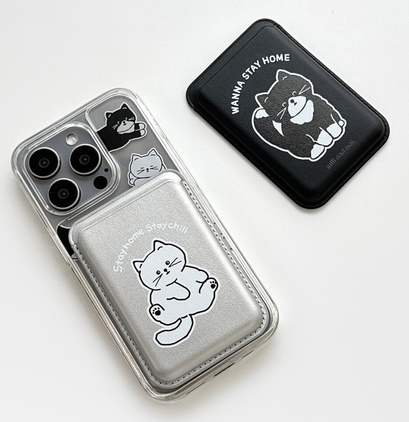 銀色貓咪磁吸卡夾