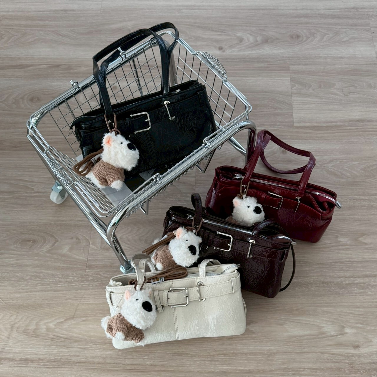 柏林未眠 復古亮皮單肩腋下包