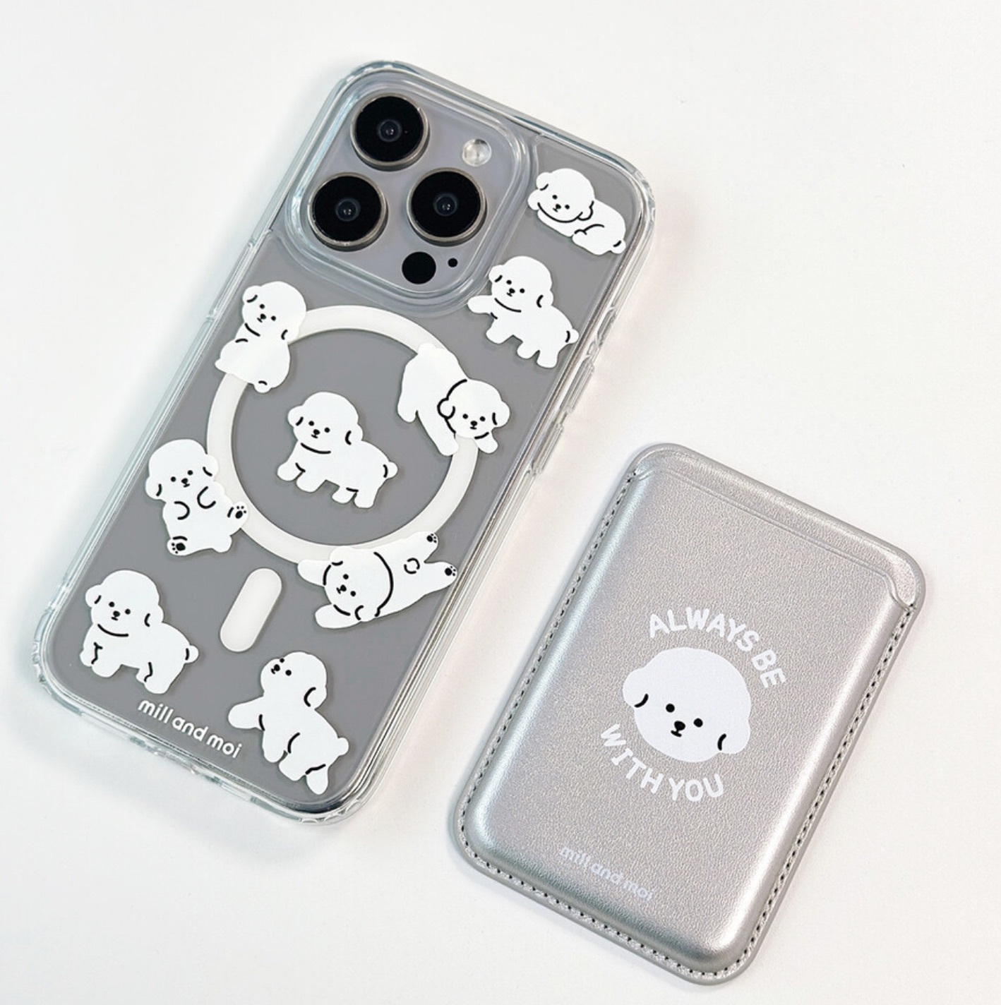 磁吸卡夾 (銀色白貴賓)