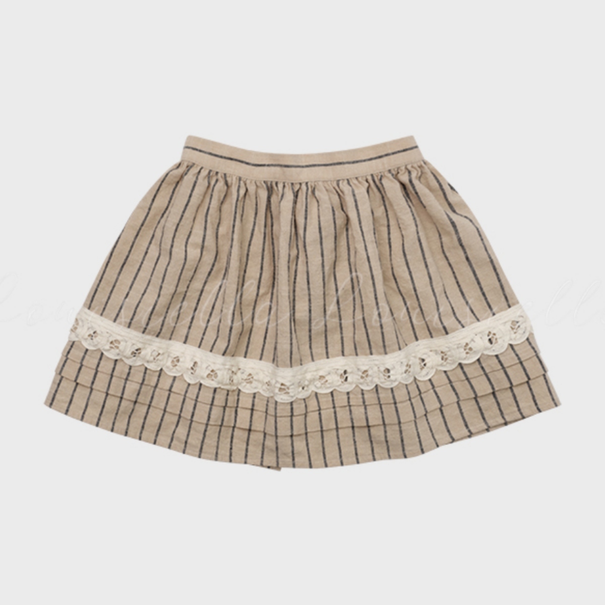 LOUISIELLA 條紋拼接綁帶裙 Mocha Apron - Beige
