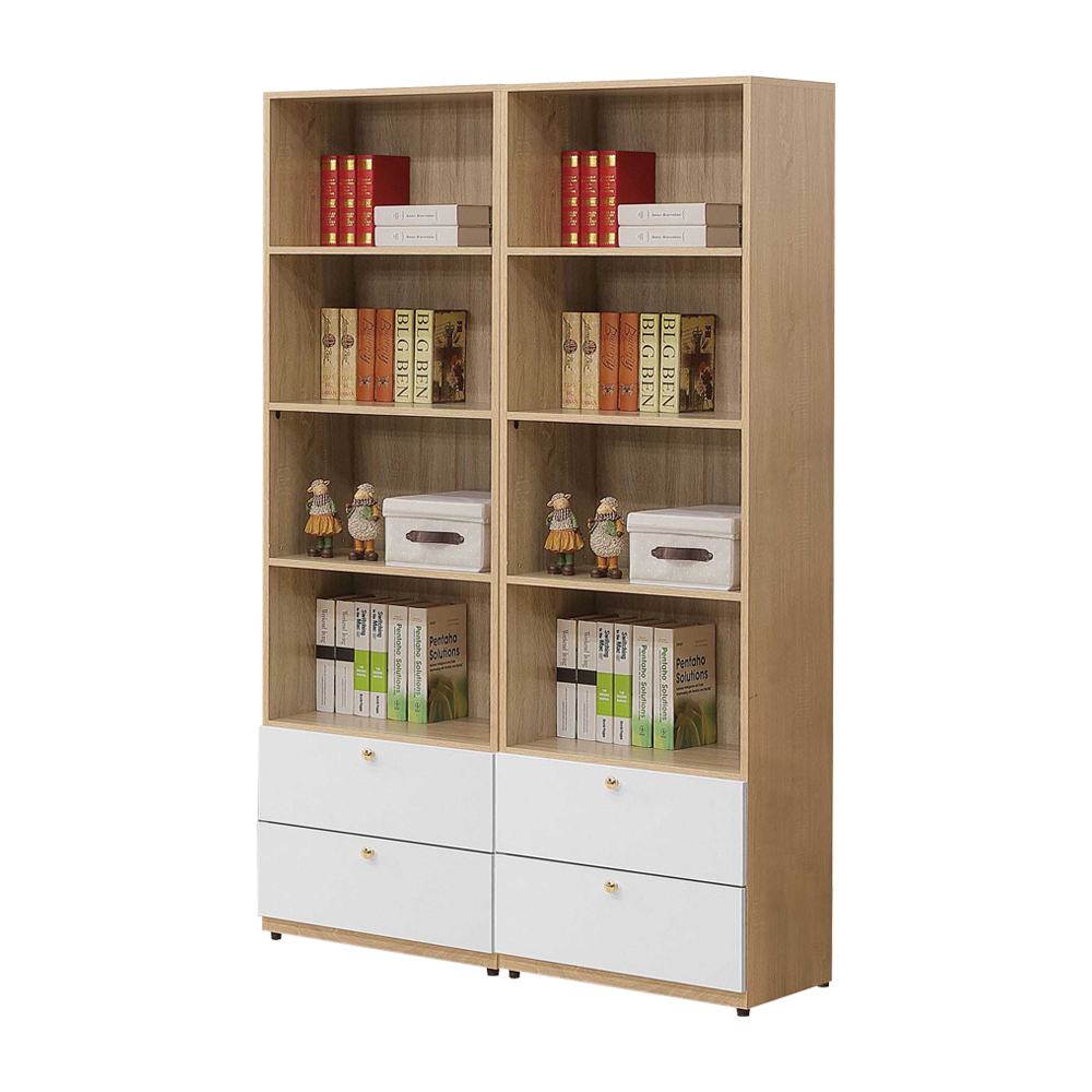 薇洛4尺四抽開放式書櫃組合/展示櫃/收納置物櫃