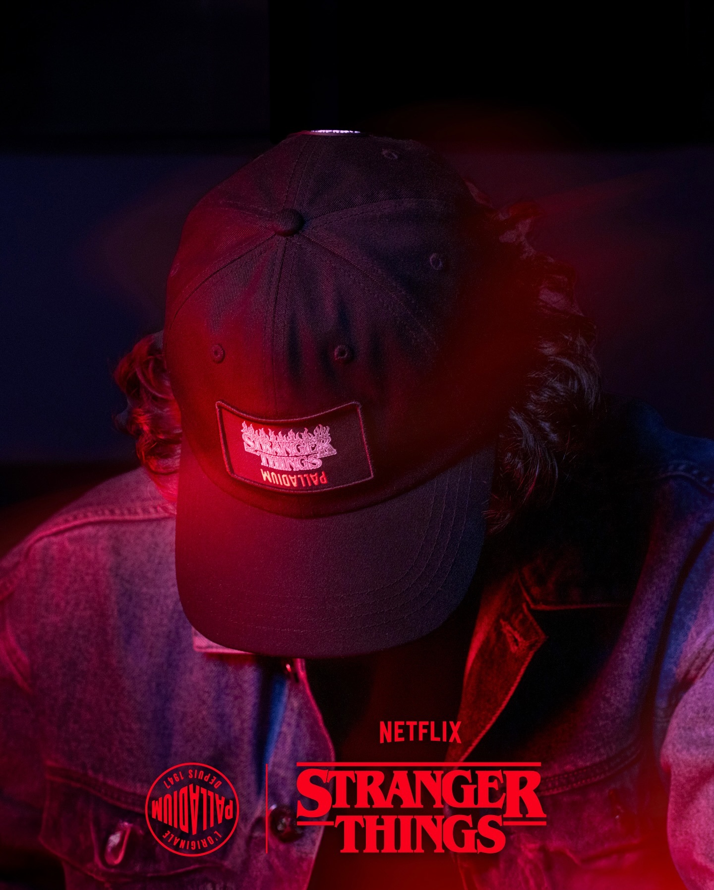 PALLADIUM X STRANGER 黑 怪奇物語 地獄火俱樂部 聯名 徽章 可調式 棒球帽 老帽【C3528-008】