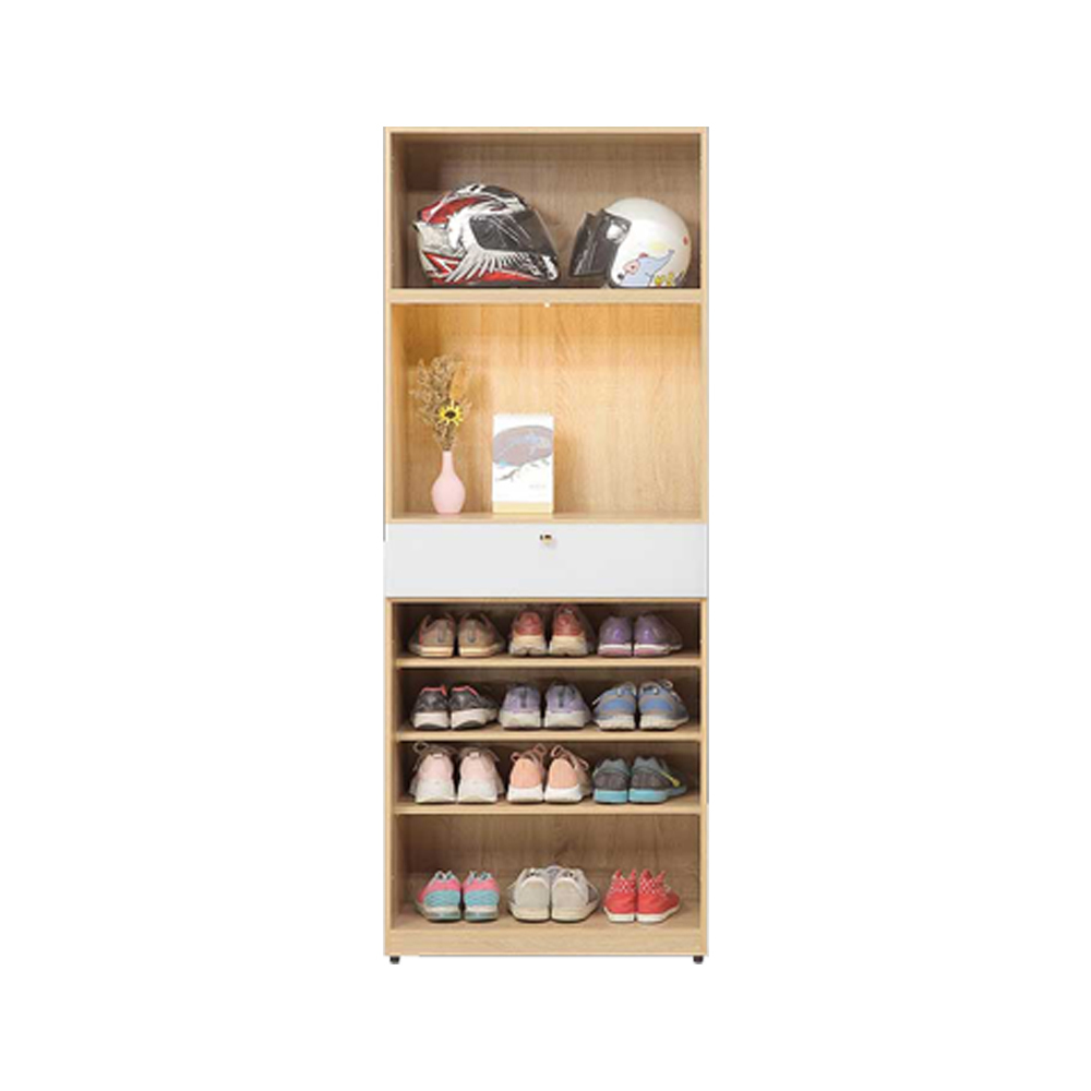 薇洛2.5尺四門單抽中開放高鞋櫃/玄關收納櫃/隔間置物櫃-附感應式夜燈