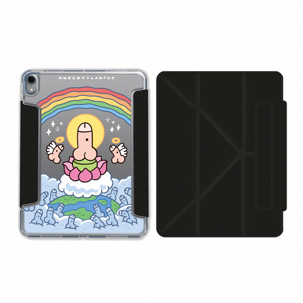【Knocky x Lanparman】『佛像ㄐㄐ』iPad Air4/5/6/7/Pro11 多折搭扣平板保護殼(Y折式/右側鏤空)