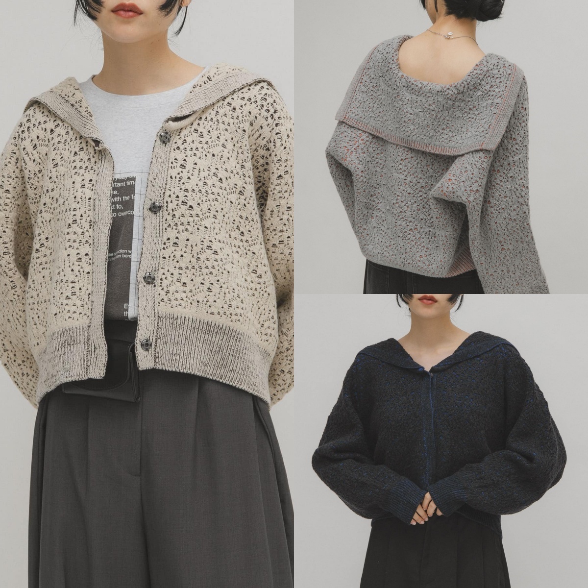 先行特價預購┃日本 KBF 緹花水手領開襟衫