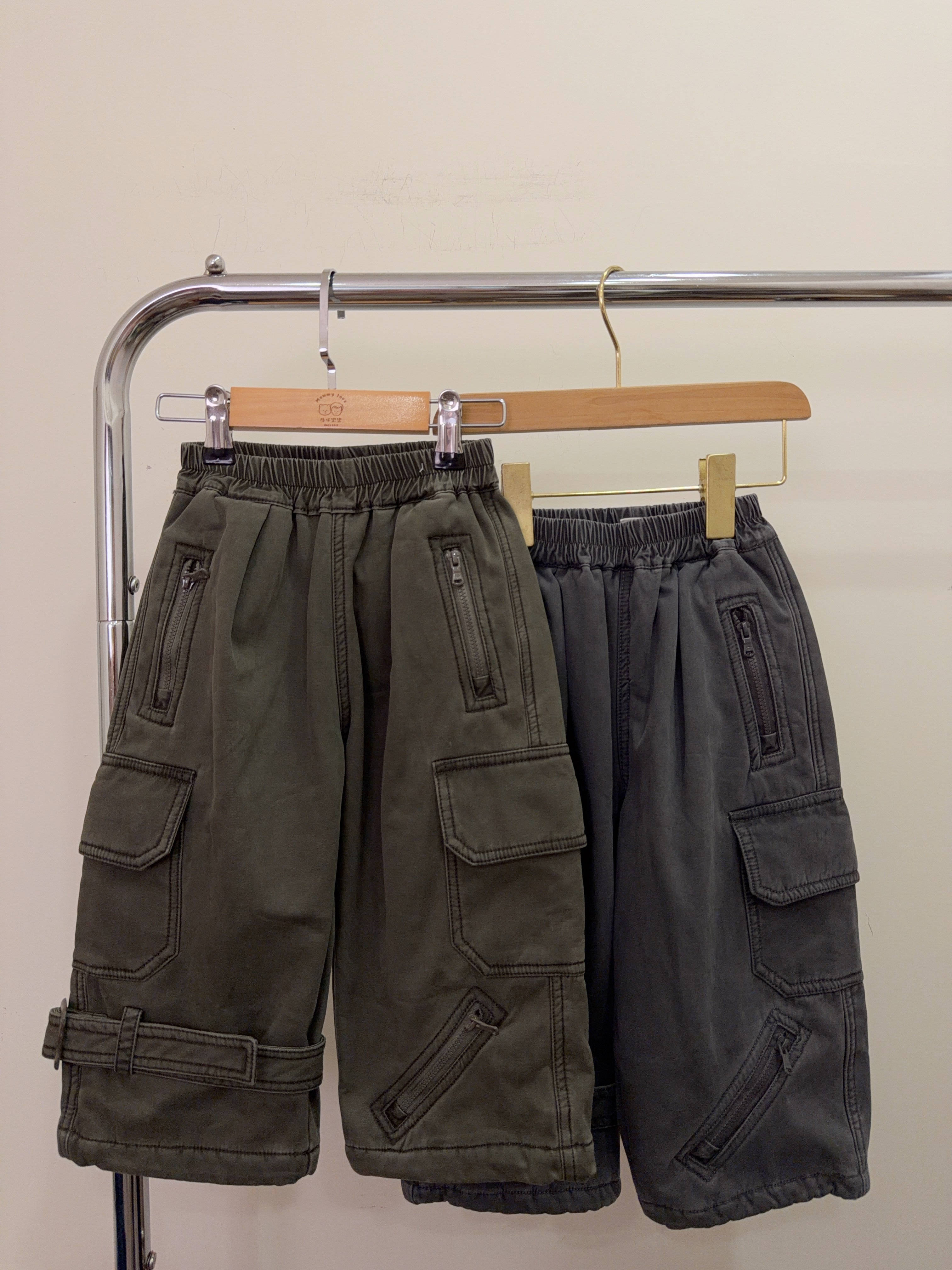 53201設計師家-拉鍊口袋造型水洗工裝褲