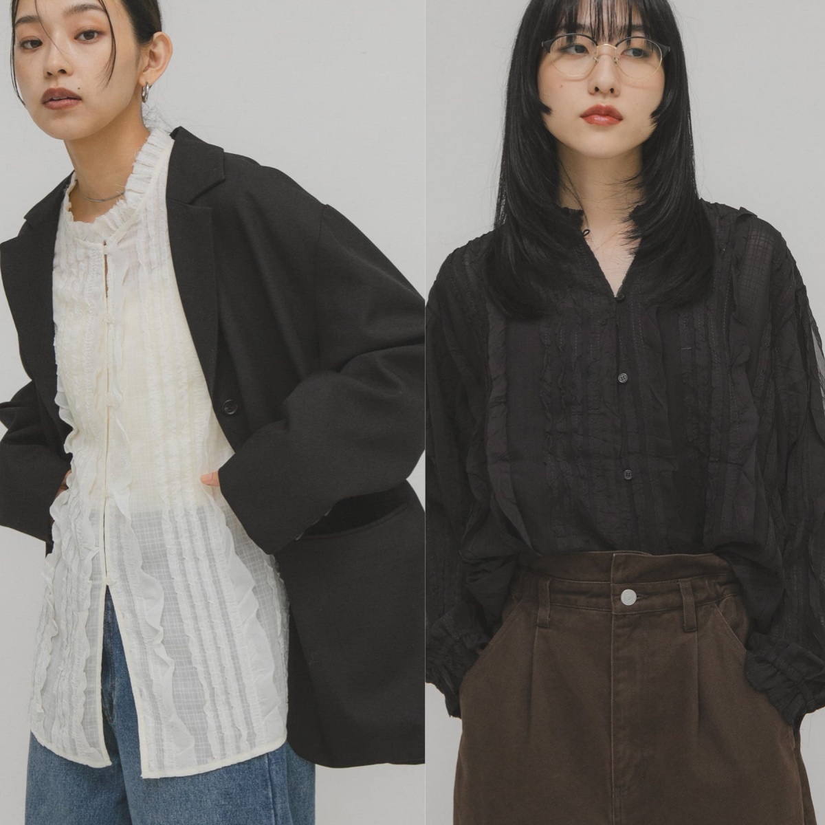 先行特價預購┃日本 KBF 荷葉邊 長袖 襯衫 罩衫