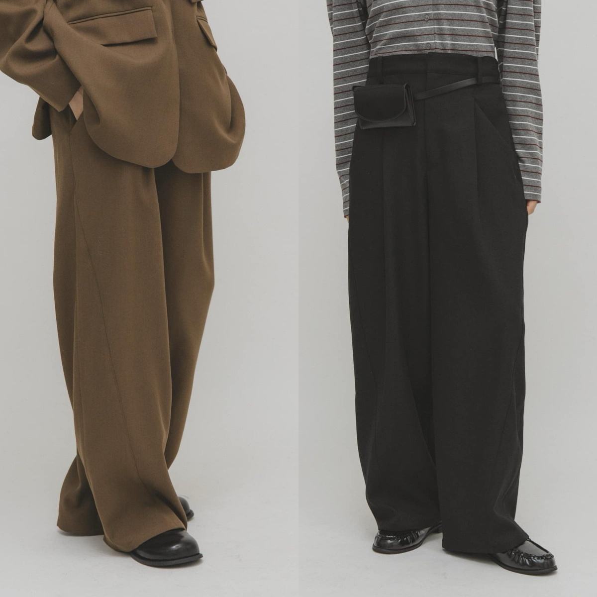 先行特價預購┃日本 KBF 樽形剪裁打褶長褲 西裝褲