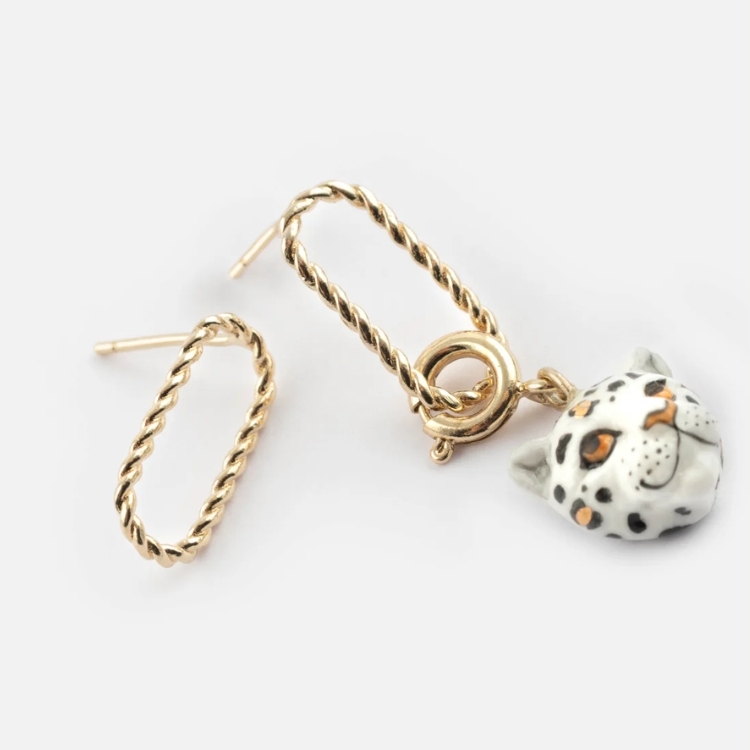 麻花邊方形自由選24K金耳環