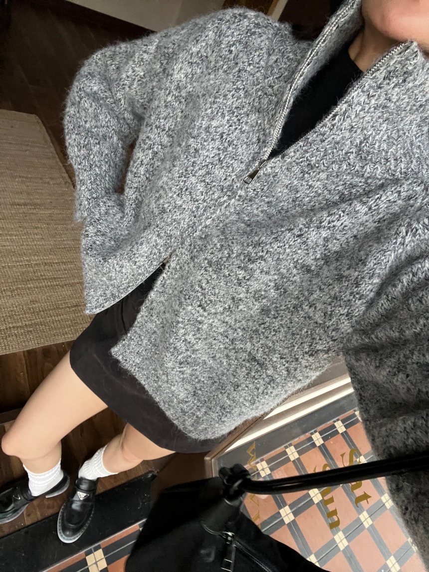 上下拉鍊混色厚針織外套*4色