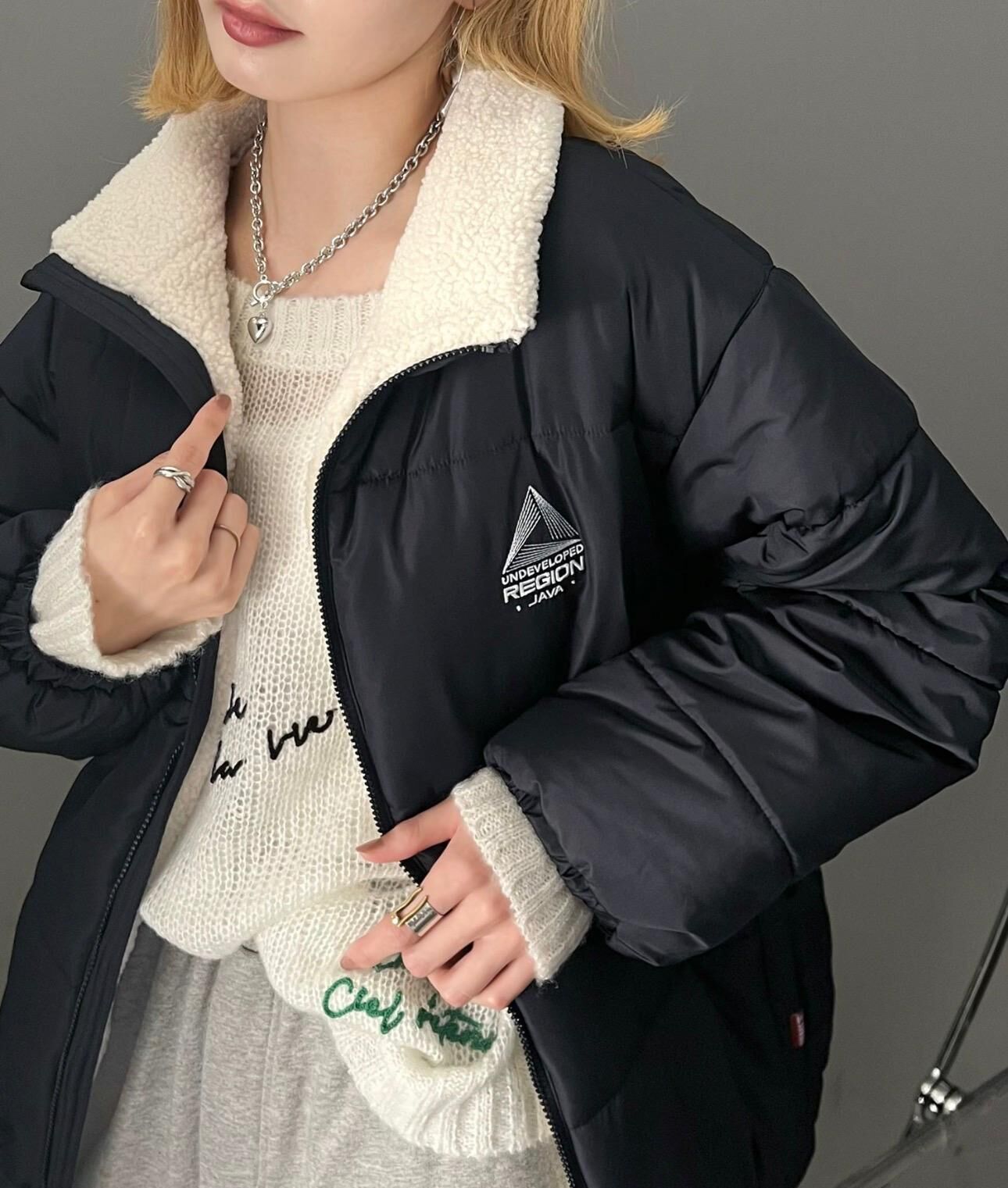 【預購】JaVa JN120911 男女同款刺繡雙拉鍊外套 (黑色)