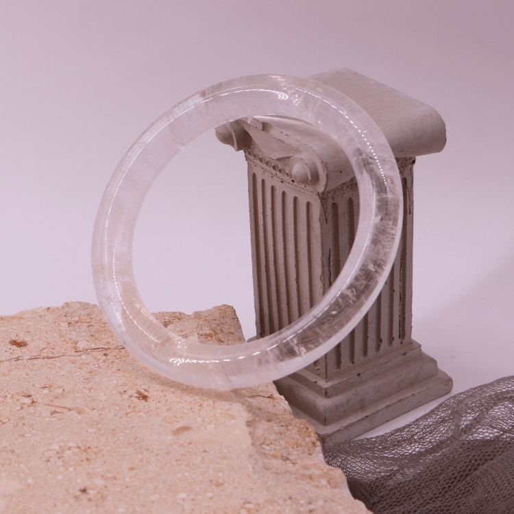 【天然石水晶手鐲】圈口尺寸54～55 小彩虹大閃片白水晶