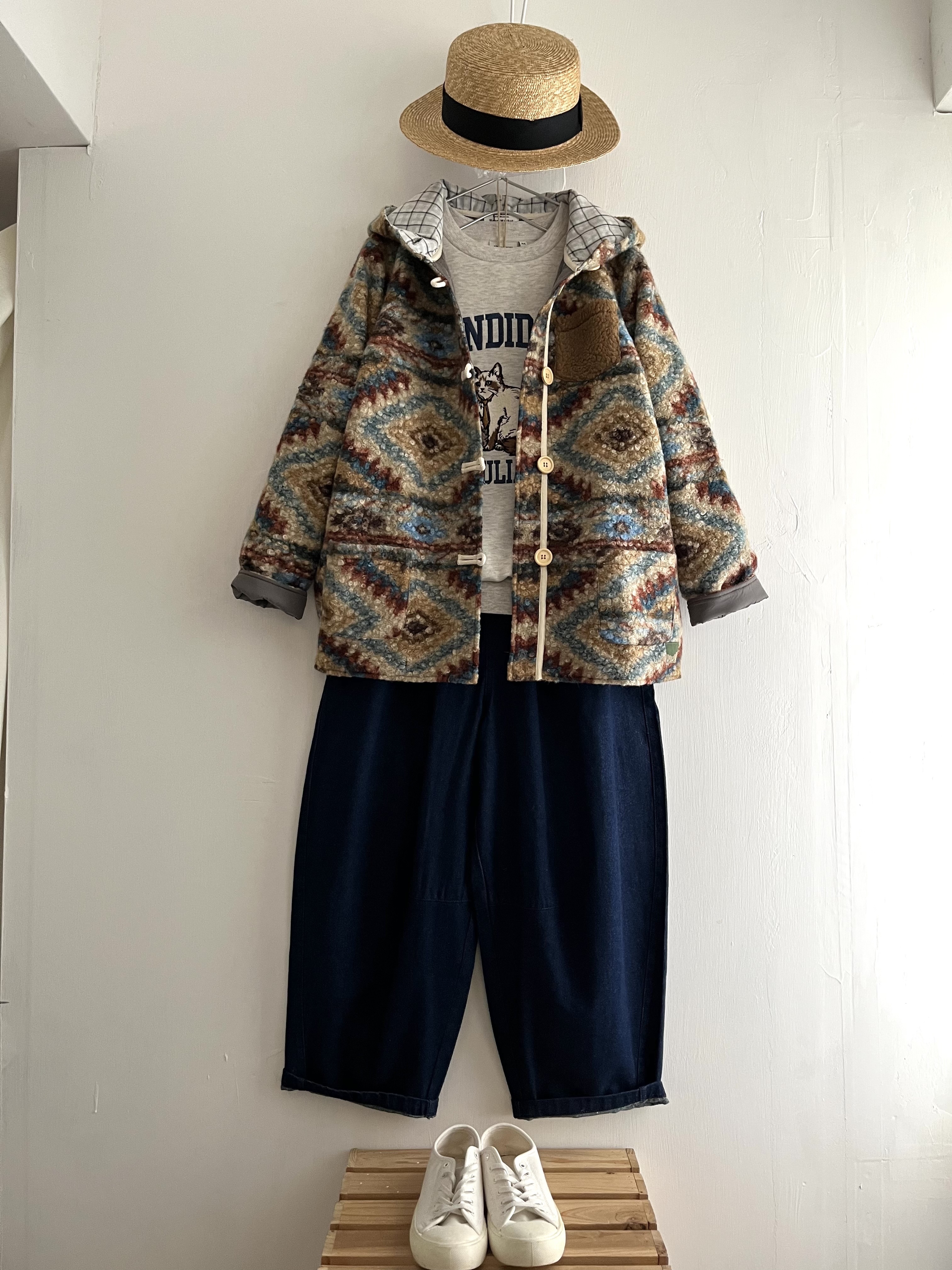 HEART MARKET啡色混色羊羔毛有帽外套