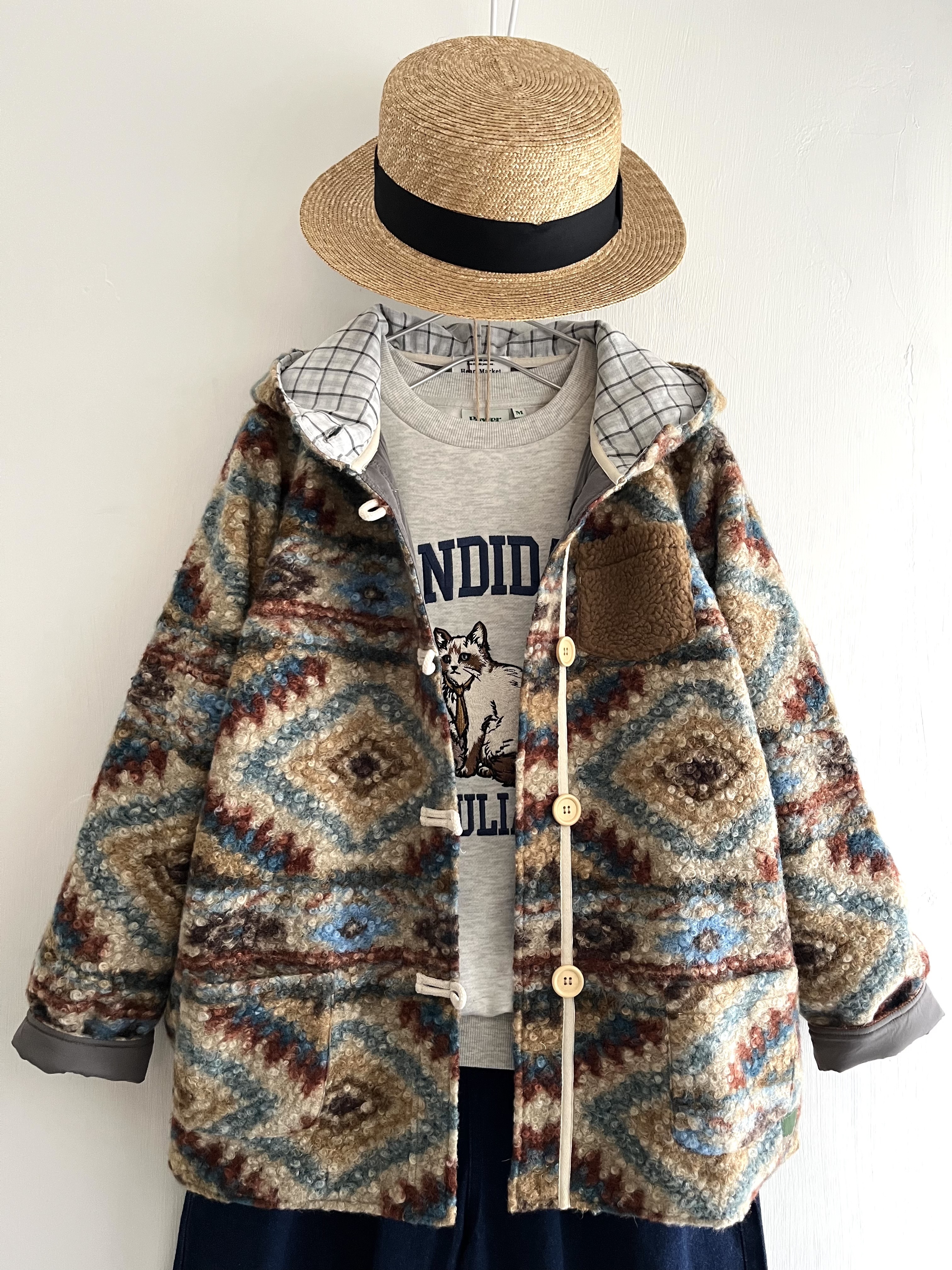 HEART MARKET啡色混色羊羔毛有帽外套