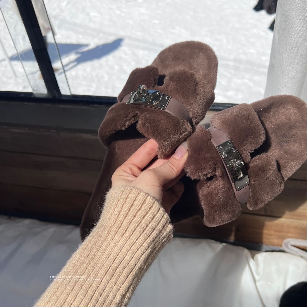 【高級感毛毛拖鞋】DOMISS毛毛鞋 毛拖鞋 女生鞋子