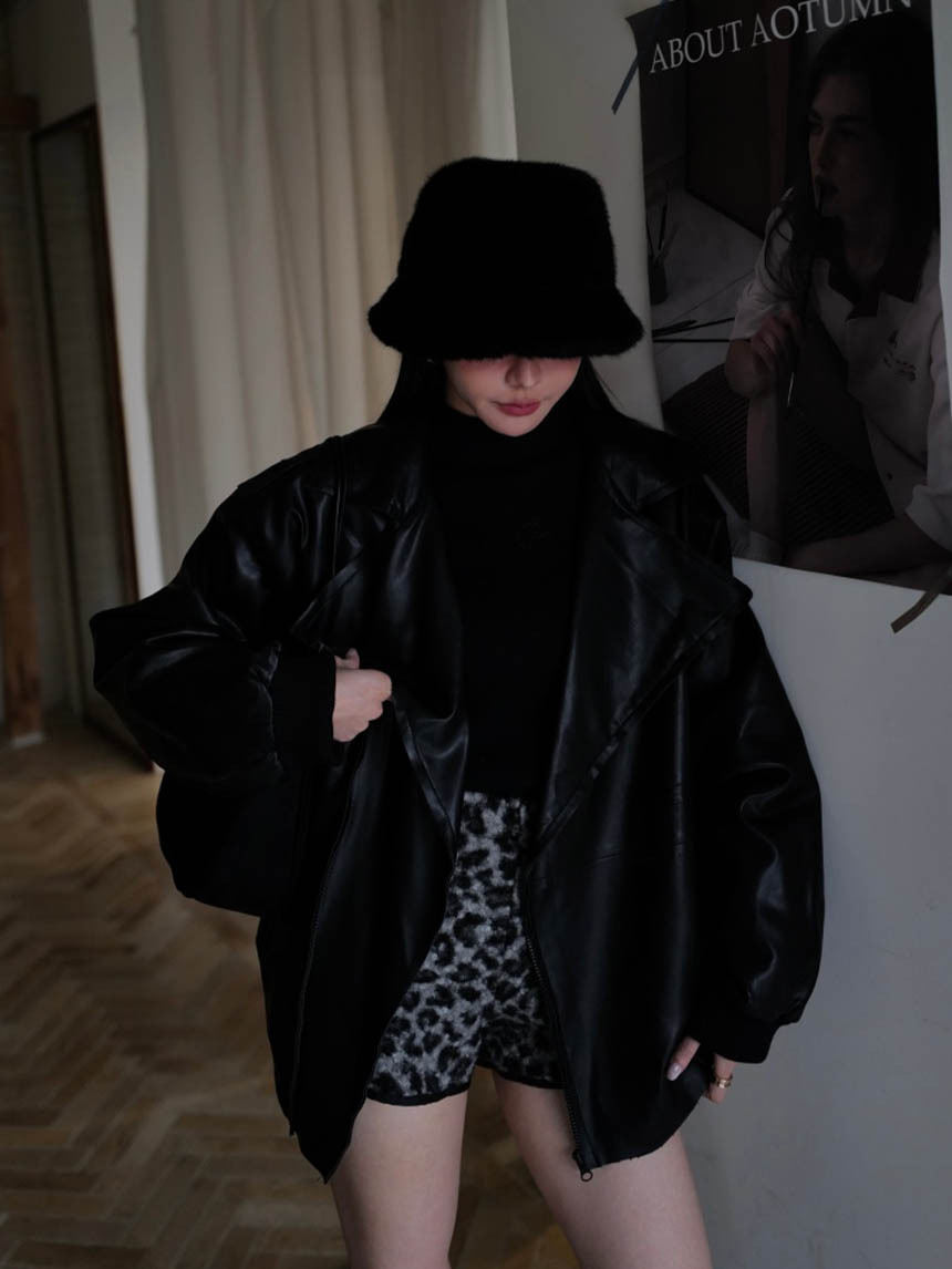 翻領蛋白皮個性皮外套