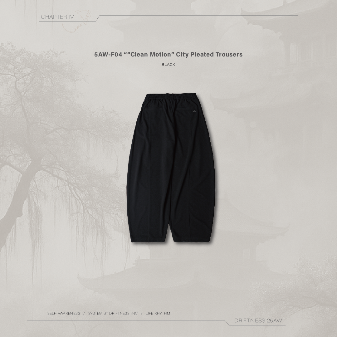 DRiFTNESS｜5AW-F04 "Clean Motion" 城市極簡西裝打褶褲 - Black