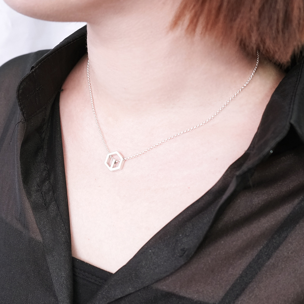 ART64品牌經典六角項鍊(小) 女款 925純銀項鍊 16吋