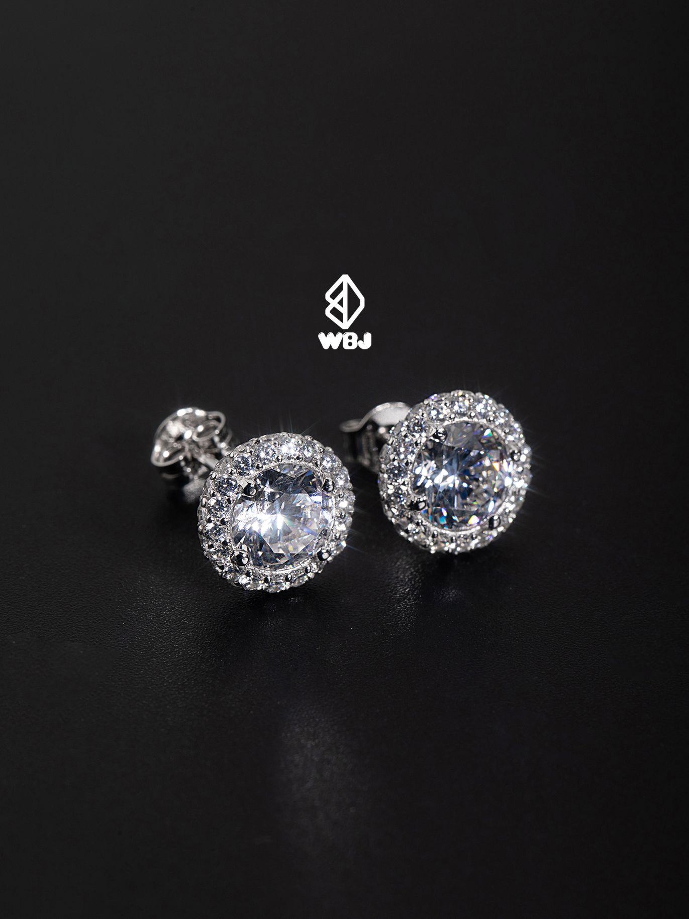 ｜經典款群鑲耳釘升級｜純銀群鑲單層耳釘 925銀 電鍍18K白金