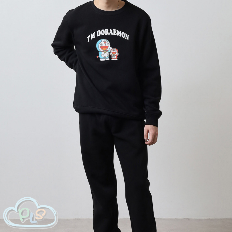 現貨 印花抓毛衛衣＋長褲套裝 多啦A夢 黑色 #22893-1