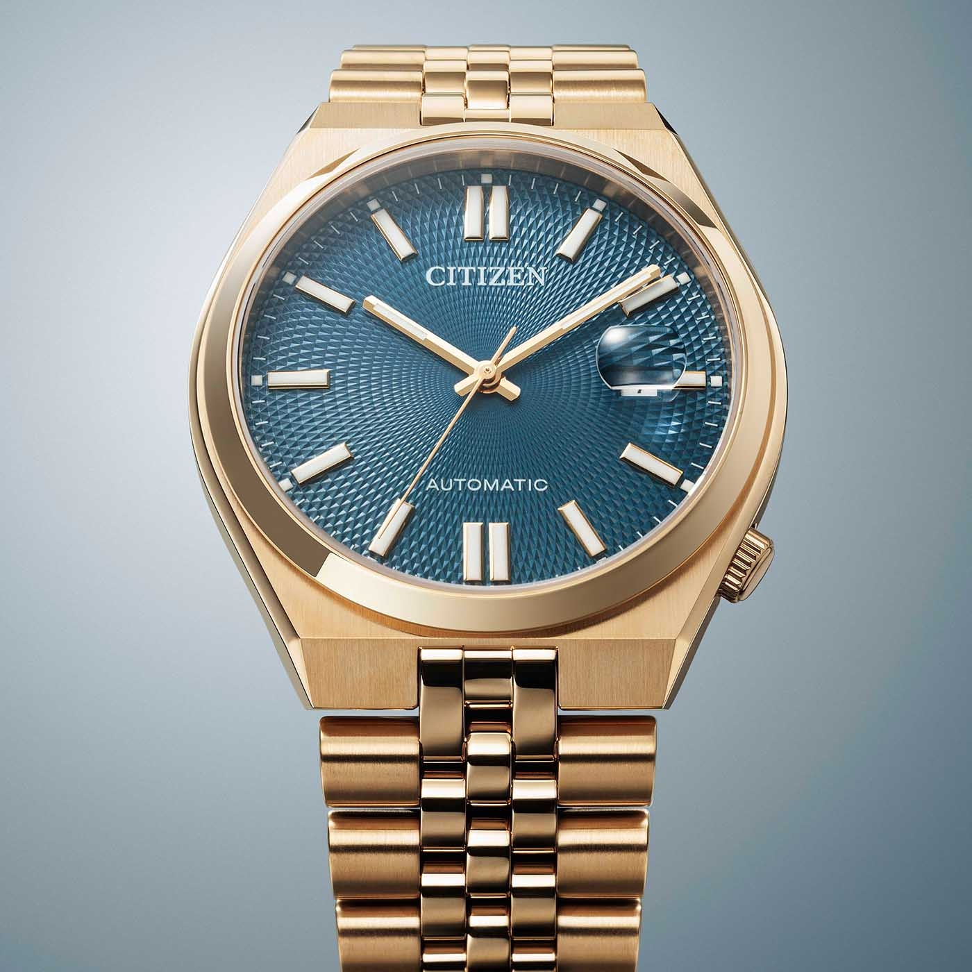 萬年鐘錶 - Citizen 星辰錶 Tsuyosa 60系列 玫瑰金色自動機械男錶 NK0023-57L 錶徑40MM