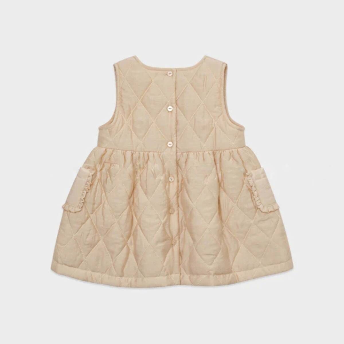 LOUISIELLA 寶寶菱格紋背心裙 Baby Lavien quilting Dress - Peach Beige