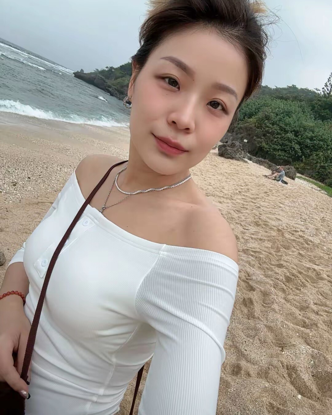 一字領胸墊 七分袖棉質上衣(多色)