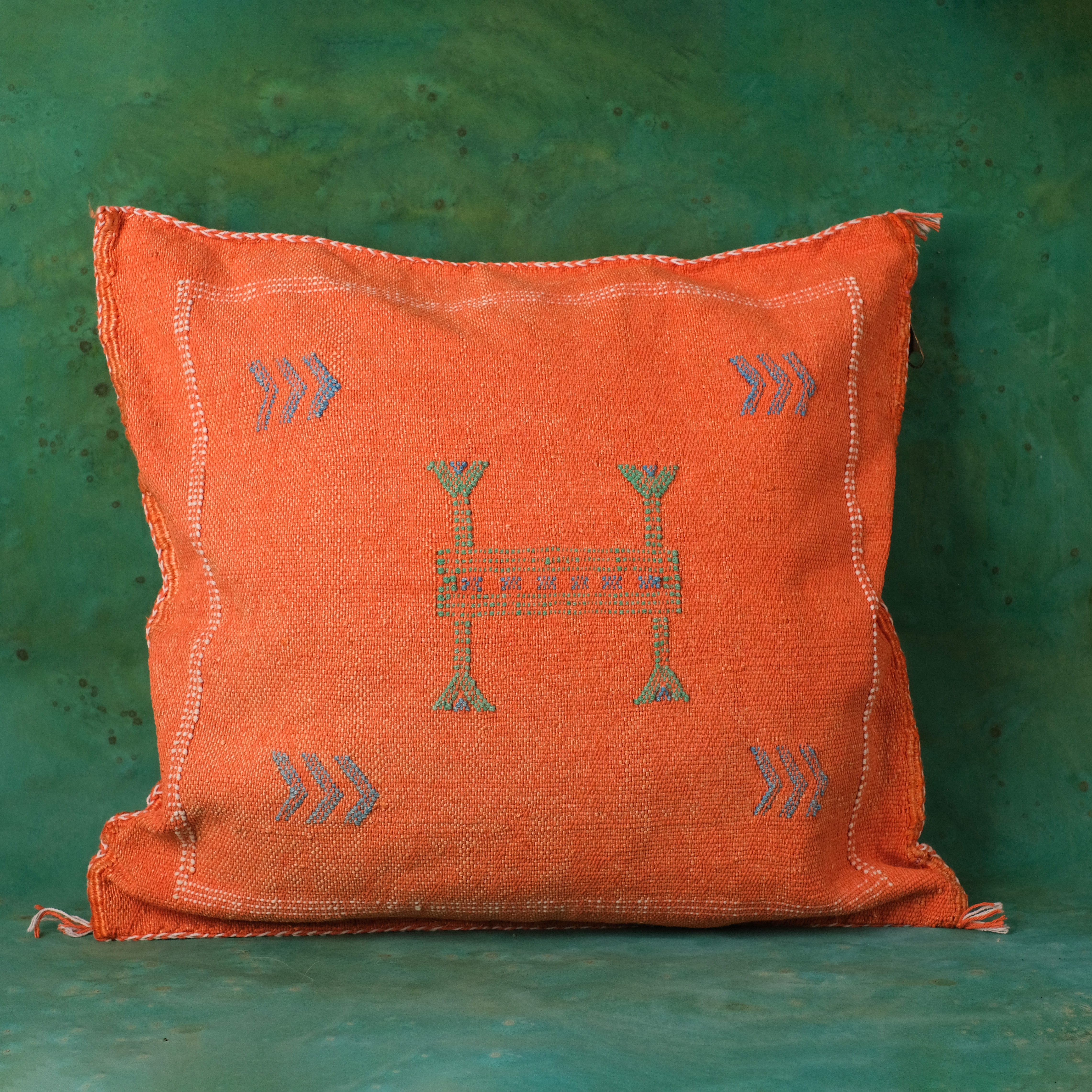 仙人掌手織抱枕套｜落日橘｜摩洛哥