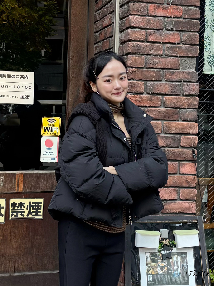 |現貨|輕量羽絨短版針織拼接帽保暖外套(2色)