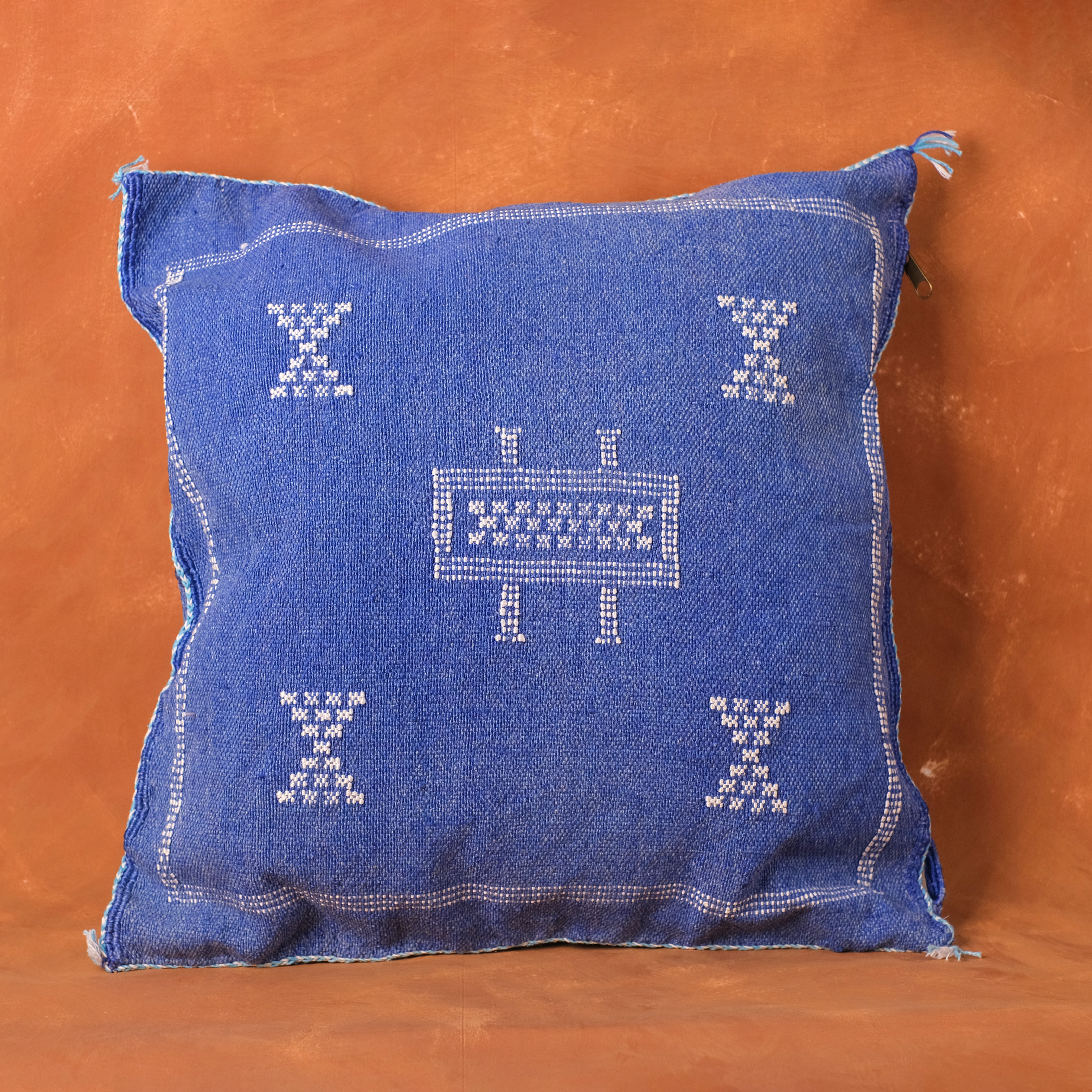 仙人掌手織抱枕套｜地中海藍｜摩洛哥