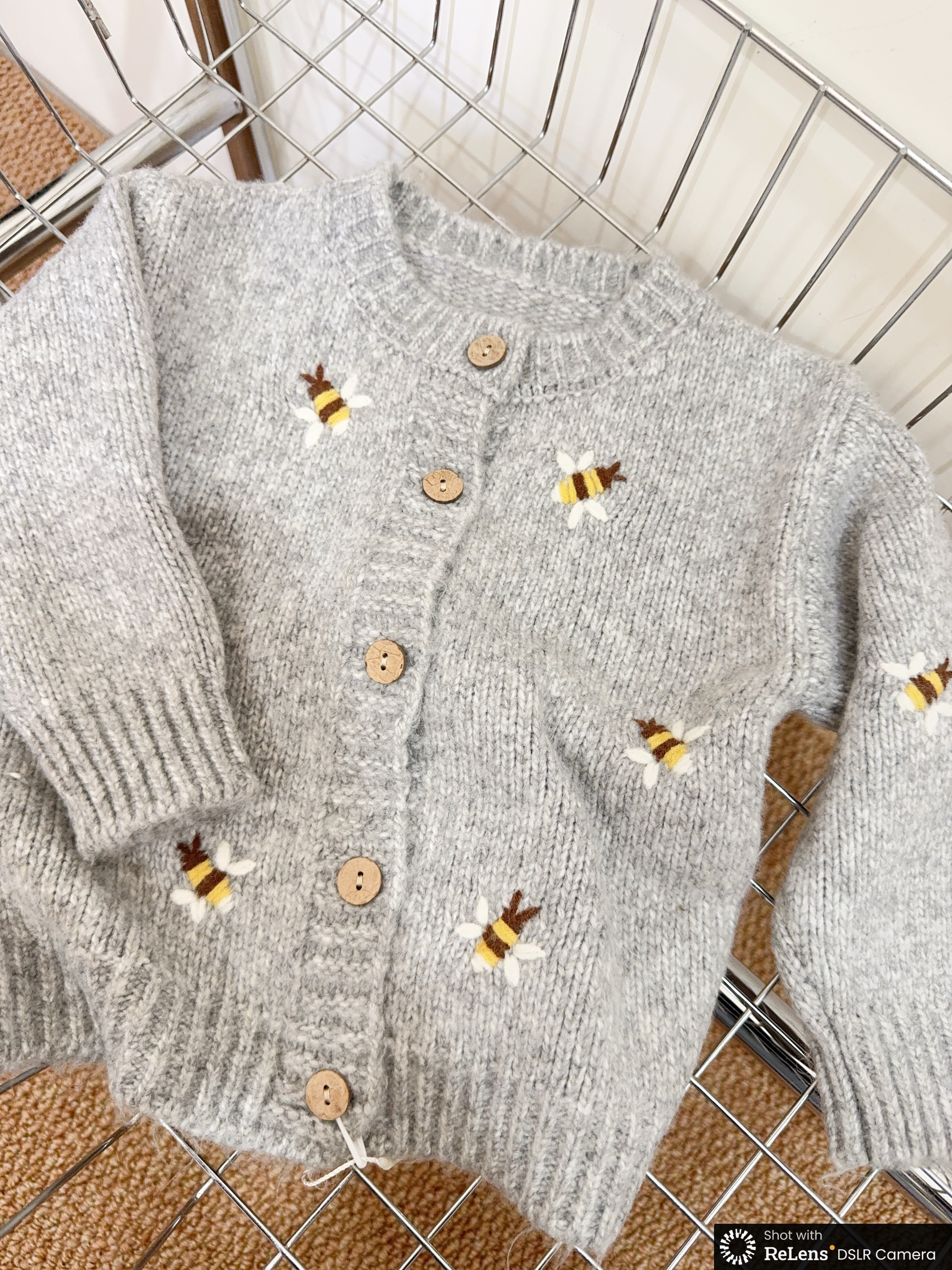 s503小蜜蜂刺繡混針織外套