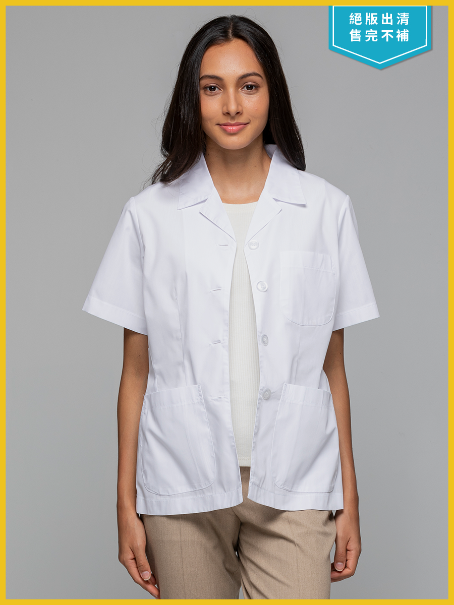 【 D503-W0 微色差出清】女醫師短袍-D輕薄布-純粹白