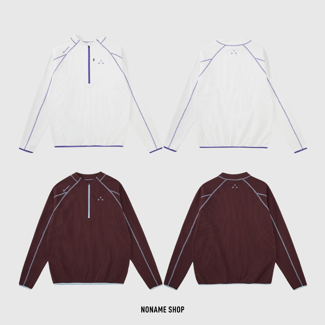 FPA 速乾 UPF50+ 防曬 半拉鍊 撞色 寬鬆 華夫格 長袖 兩色 (男/女同款)