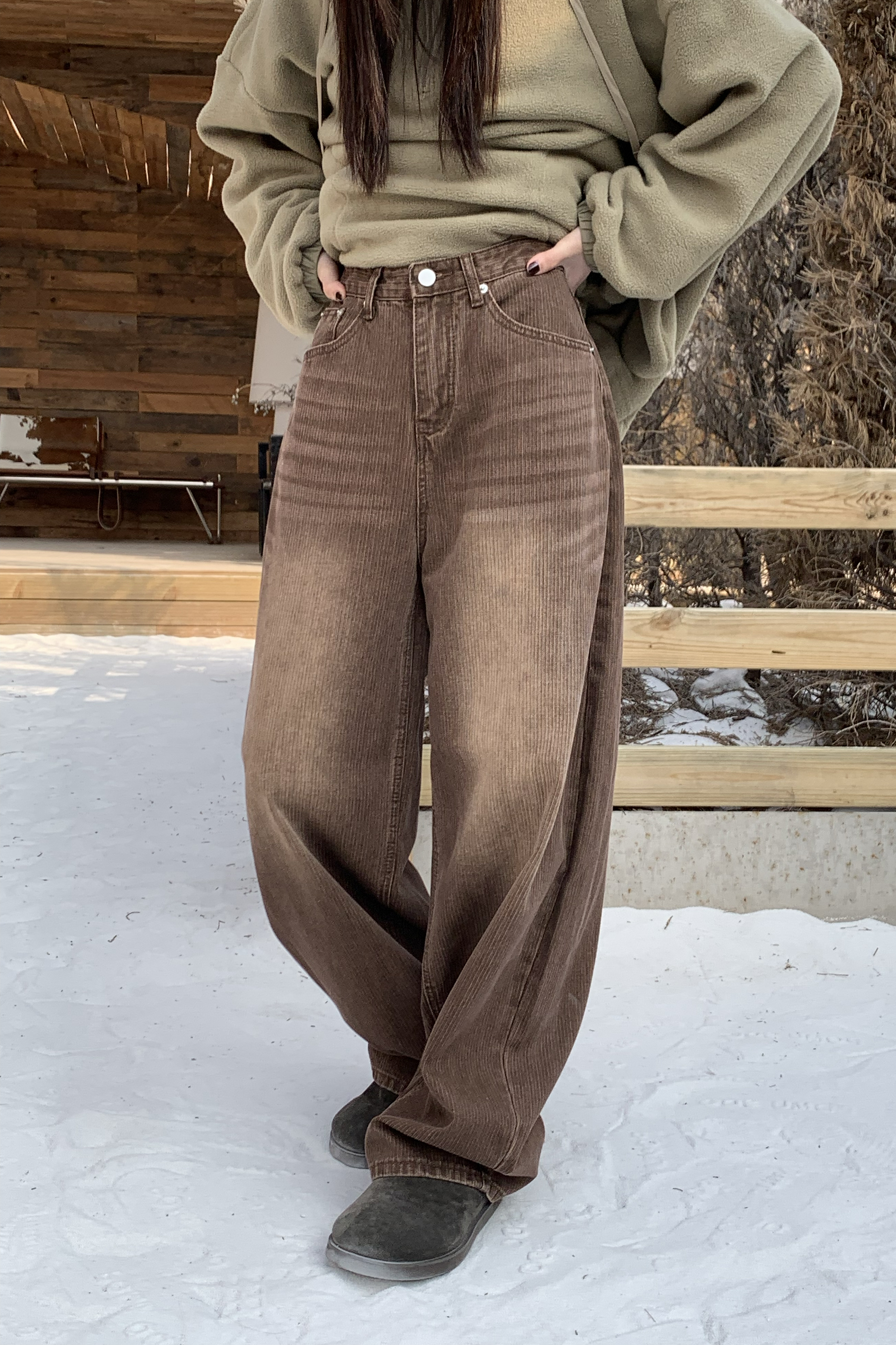 Last Month｜復古刷色條紋牛仔褲 2色