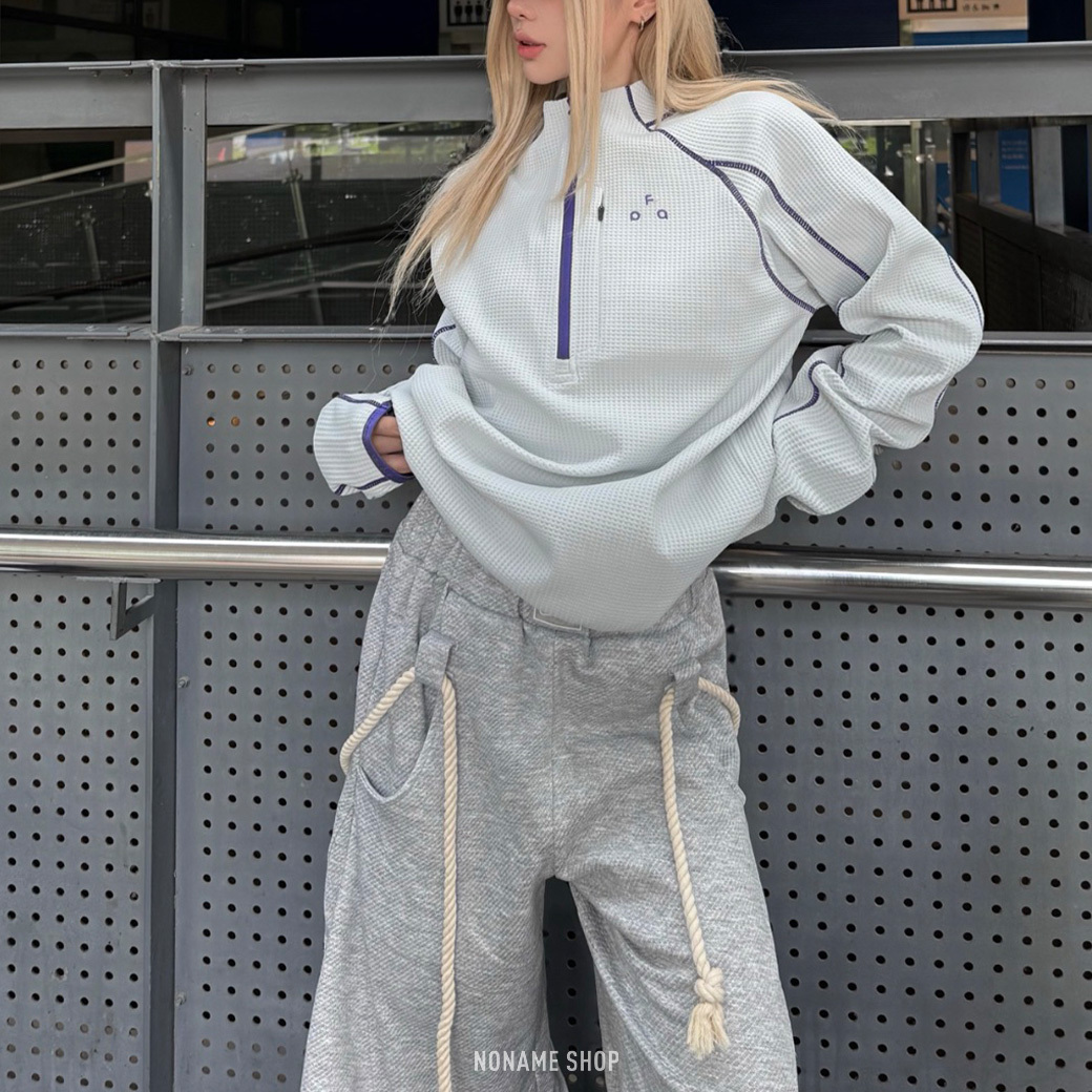 FPA 速乾 UPF50+ 防曬 半拉鍊 撞色 寬鬆 華夫格 長袖 兩色 (男/女同款)