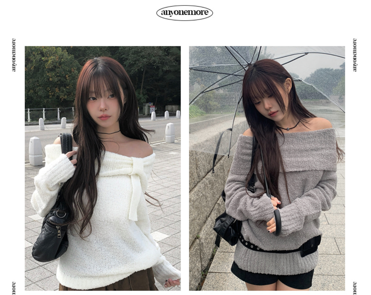 Anyonemore 平口針織上衣 蝴蝶結 平口 長袖