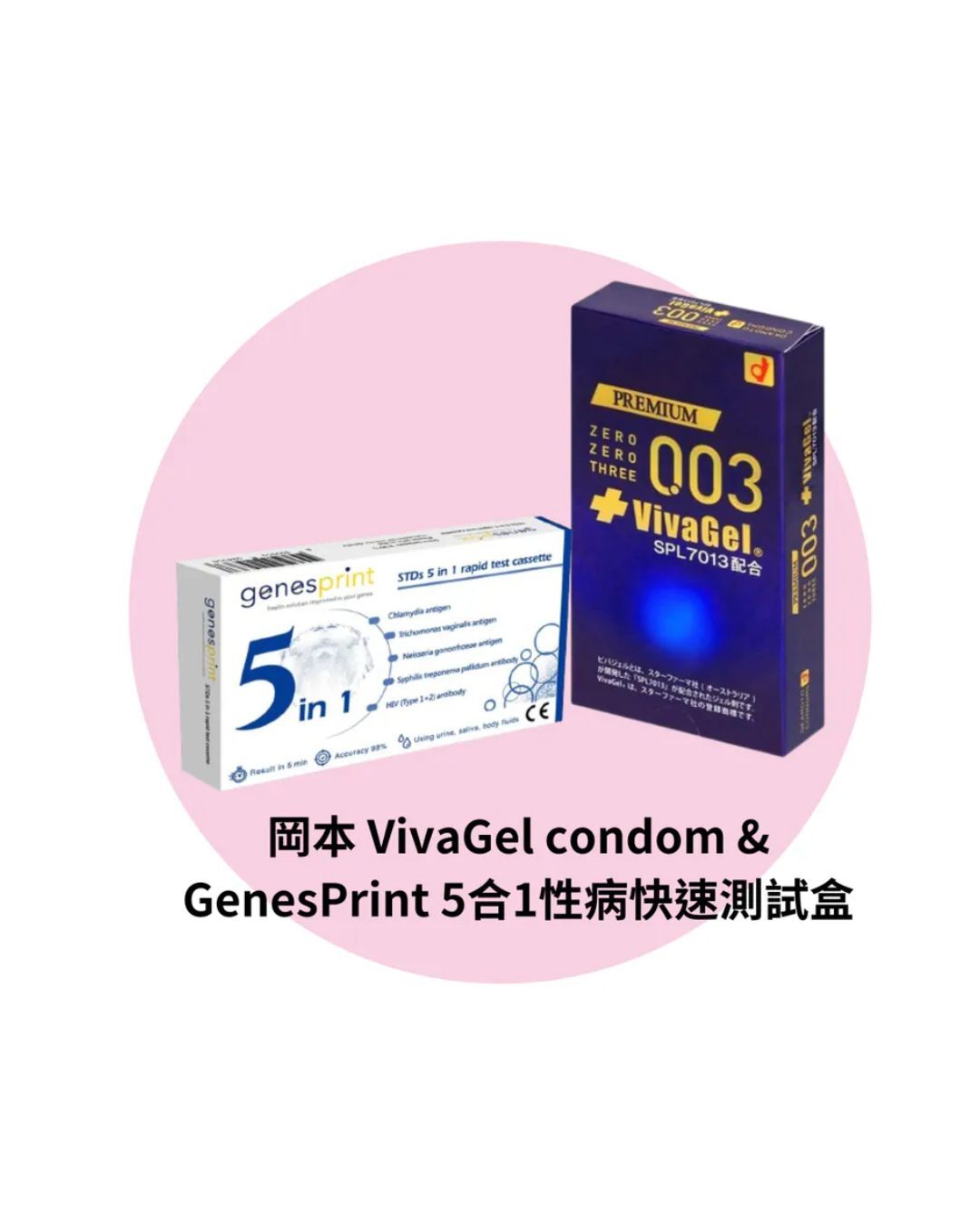 Okamoto VivaGel condom & GenesPrint 5-in-1 STD Rapid Test Kit