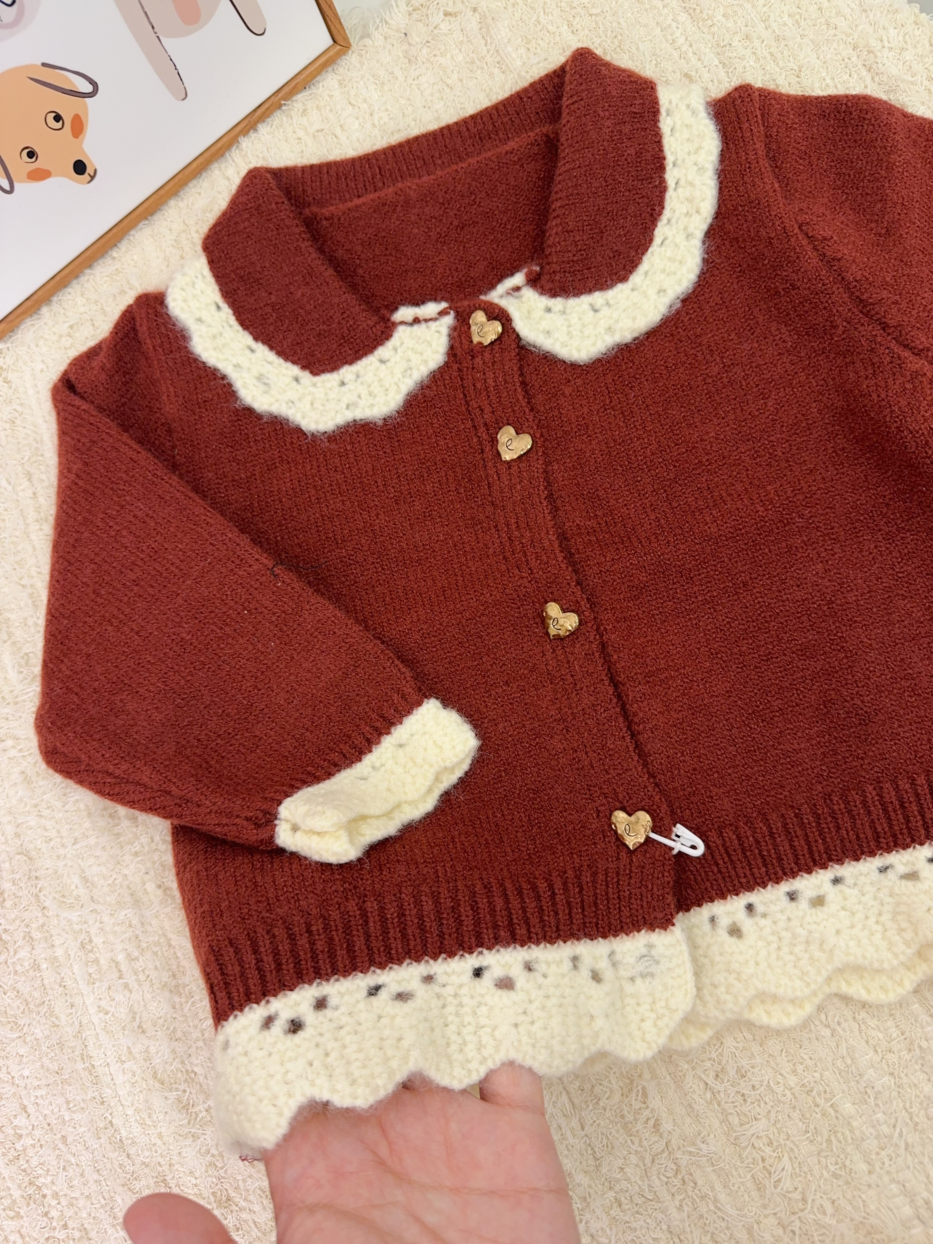 s593愛心扣紅針織外套
