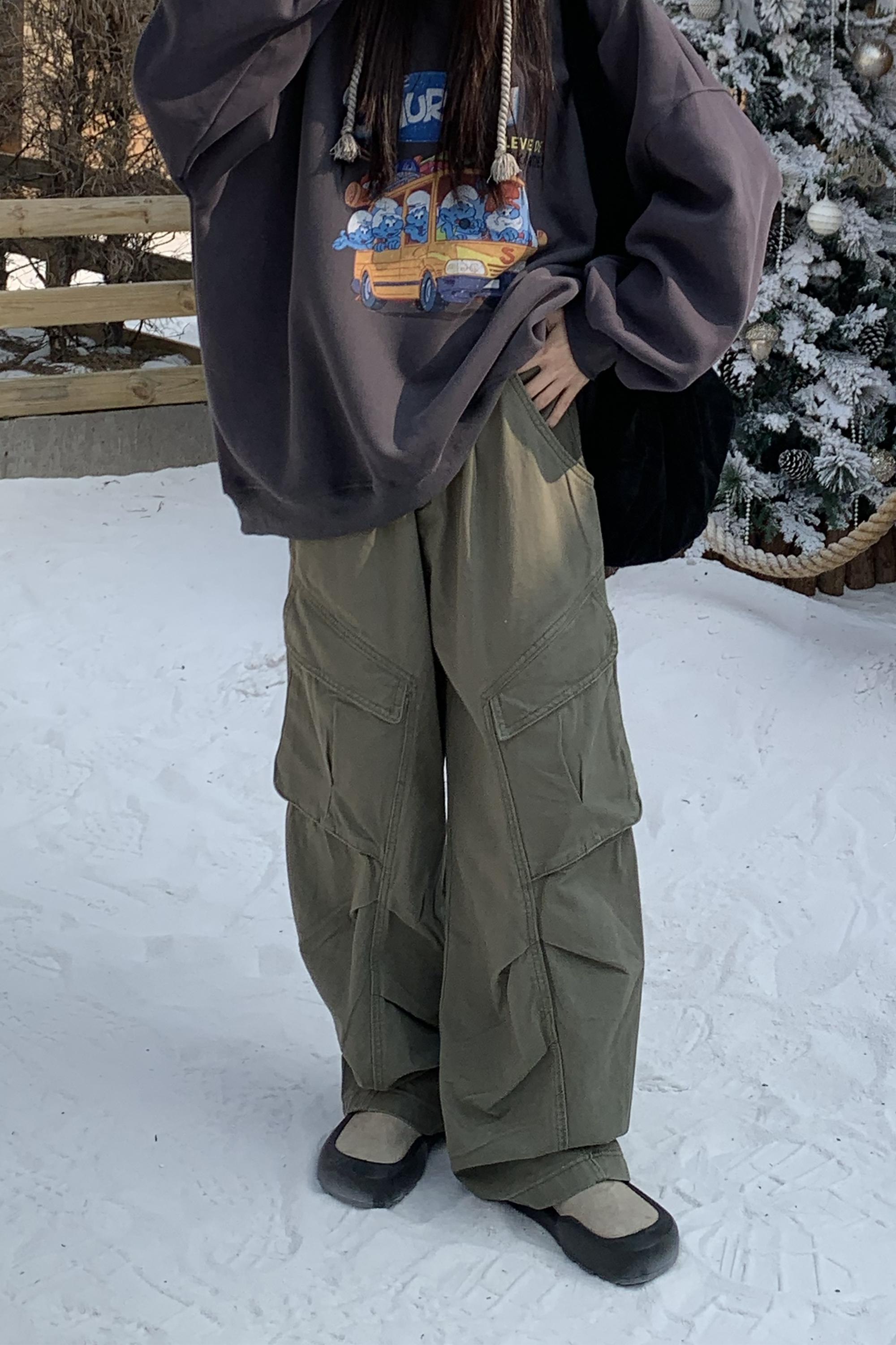 Last Month｜個性抓皺造型工裝褲 3色