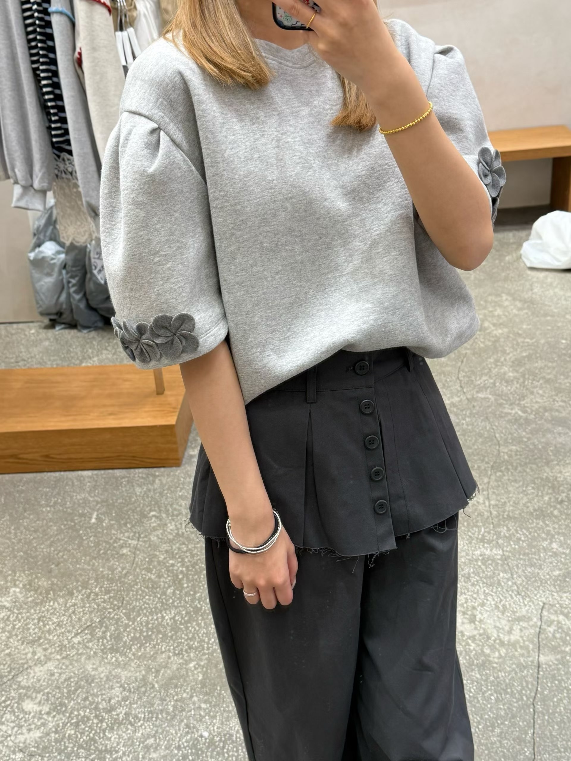 花朵短公主袖T