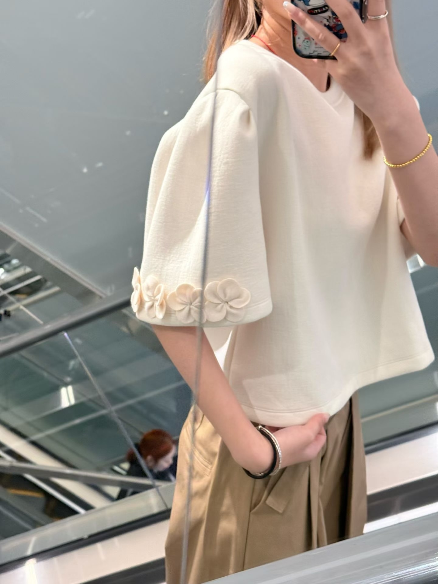 花朵短公主袖T