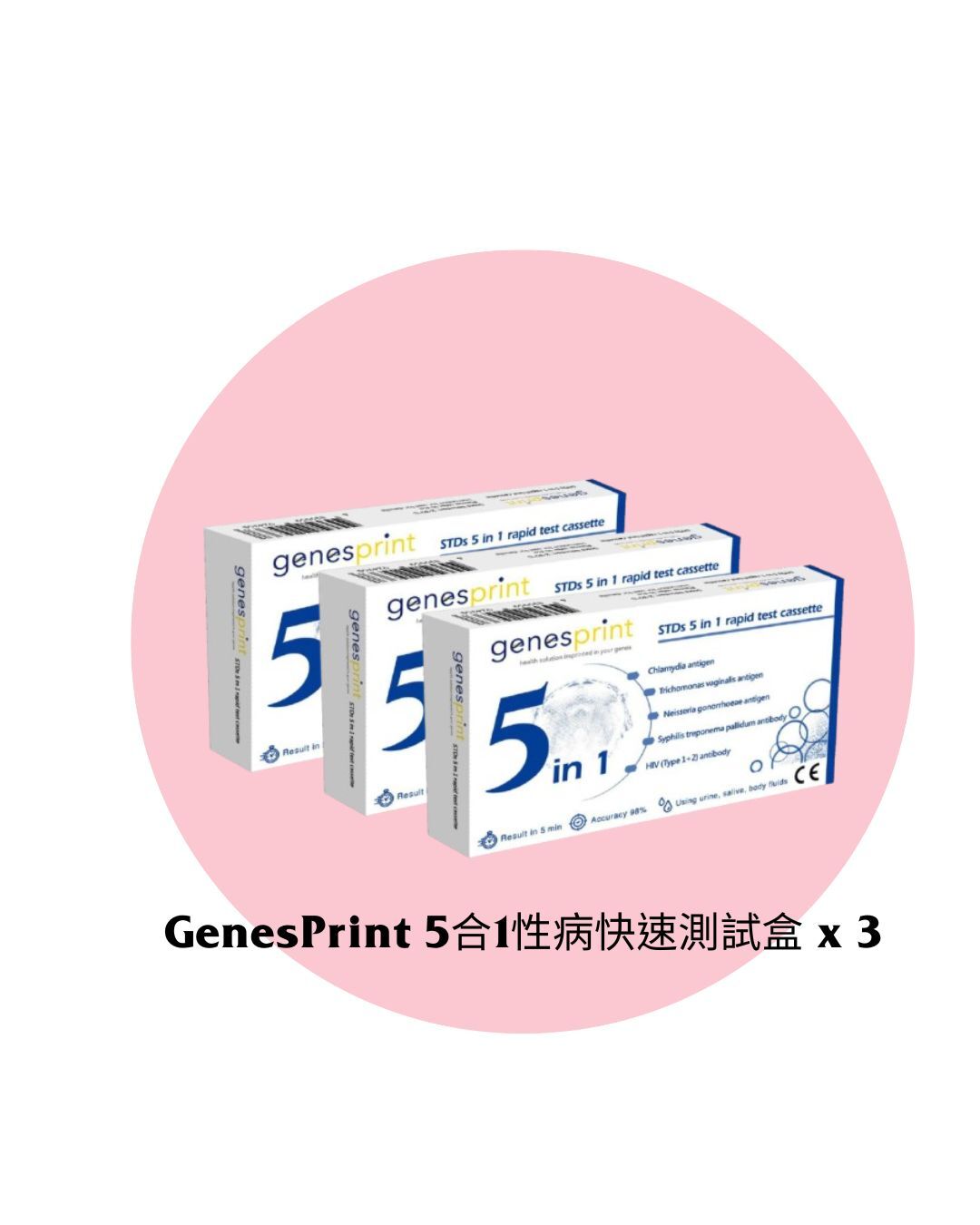 GenesPrint 5-in-1 STD Rapid Test Kit x ​​3
