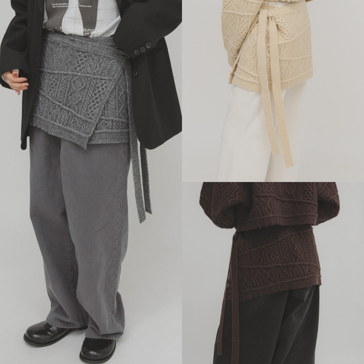 先行特價預購┃日本 KBF 麻花針織繞裙 罩裙