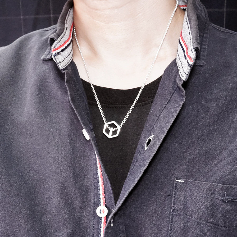 ART64品牌經典六角項鍊(大) 男款 925純銀項鍊 20吋