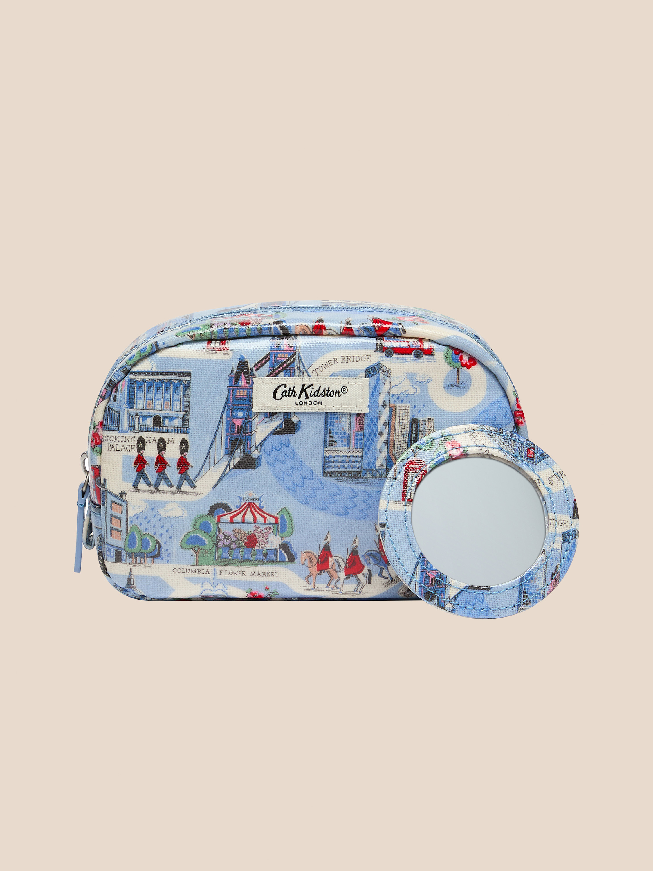 London Town  經典款亮面拉鏈化妝包（附美妝鏡）