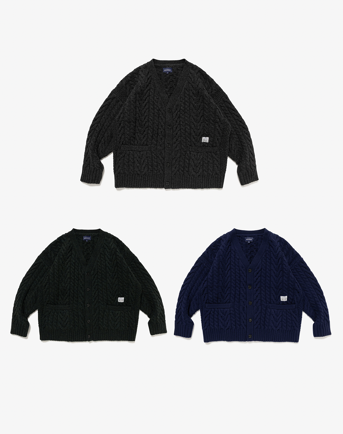 [Instock] DESCENDANT FW25 NURSE KNIT CARDIGAN ( CHARCOAL / GREEN / NAVY )