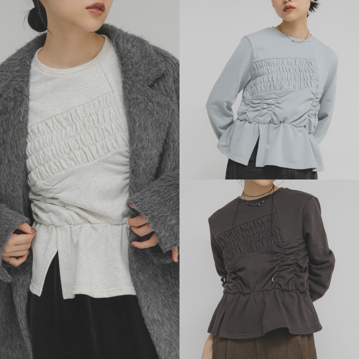 先行特價預購┃日本 KBF 修身褶皺設計套頭衫 長袖 上衣